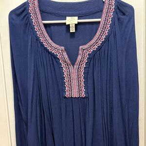 Embroidered Blue Women's Top
